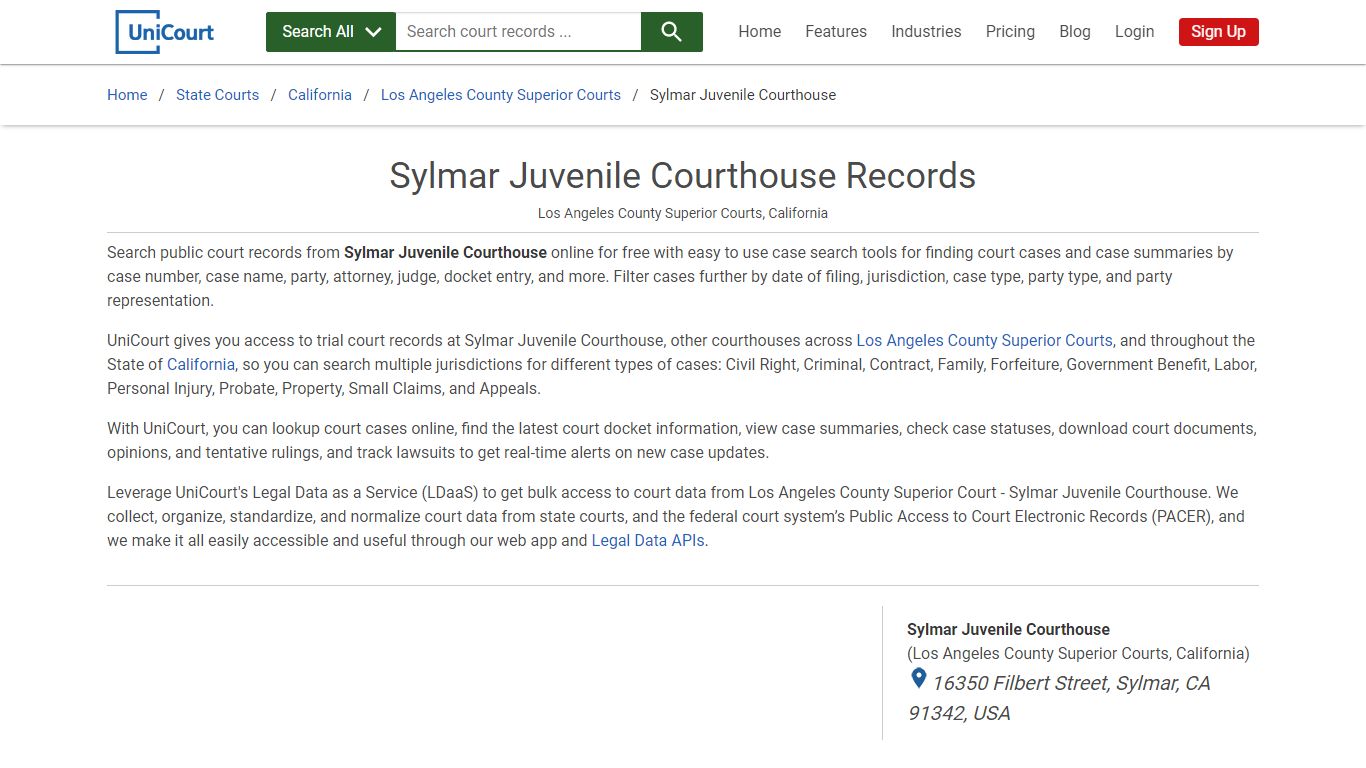 Sylmar Juvenile Courthouse Records | Los Angeles | UniCourt